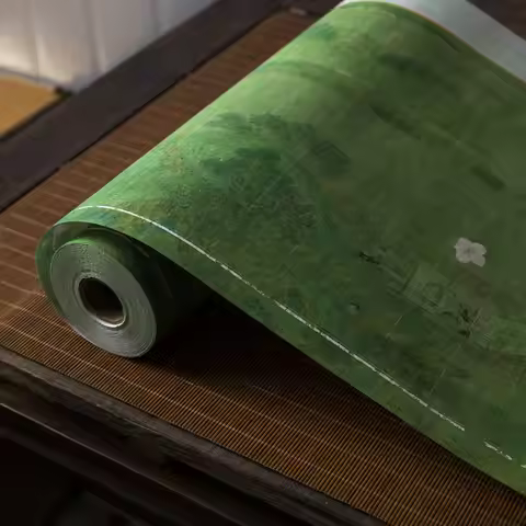 Wax Dyed Calligraphy Paper Roll, Pre-Printed Vertical Grids for Small Regular Script, Antique Rice P