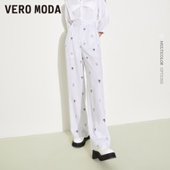 Vero Moda ผู้หญิงหลวมข้อเท้าความยาวกางเกงสบายๆสไตล์ Lyocell เส้นใยกลางเอวเอวยางยืดการออกแบบไม่สมมาตร