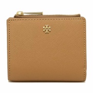 【TORY BURCH】素面防刮皮革短夾-駝色