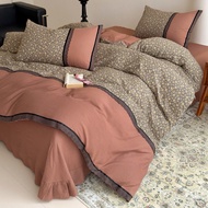 Knitted bedding set with Korean style lace border design SHOP MH2T STORE