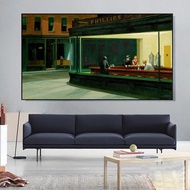 CT-Edward Hopper famous nighthawk canvas painting Canvas printing and prints living room home decora