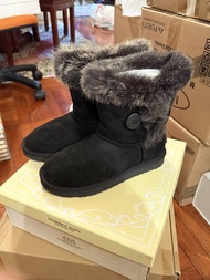 Oxbridge Town Black Suede Fur Boots