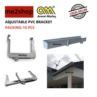 (10PCS) F300 GUTTER PIPE FITTINGS PVC ADJUSTABLE PVC BRACKET (GREY)//PIPE SALUR AIR FITTING