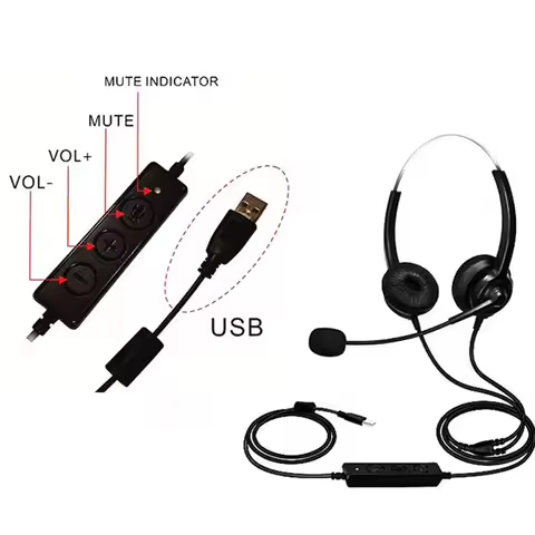 USB Headset with Mic Telephone Customer Service headphone,for PC Business Headphones with Rotatable