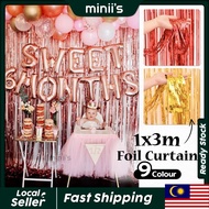 Metallic Foil Fringe Curtain Tinsel Shimmer 1x3 m Multi Coloured Backdrop Grad Party Red, Rose gold,