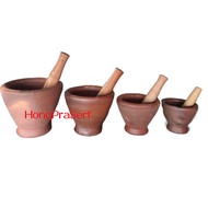 Clay Mortar + With Pestle Good Quality Durable Size (Small Medium Large)