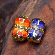 Xinchengtang Niushan Has Been Consecrated Blessed Copper Gold-Plated Enamel Color Burnt Blue Drip Ba