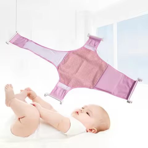 Baby Bath Mesh Net for Tub Seat Support Sling Infant Bath Hammock with Anti-Slip Design Sponge Pillo
