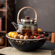 琨德圍爐煮茶電陶爐家用室內蒸茶器煮茶爐玻璃茶壺烤茶爐一套插電