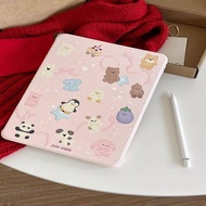 For iPad Pro 11 2021 Case 2020 iPad Air 4 Air 5 2022 Case 360 Degree Rotation For iPad Mini 6 2021 9th 8th 10.2 inch Cover Cartoon painting pink small animals filling the screen