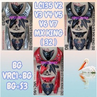 LC135 V2 V3 V4 V5 V6 V7 MX KING (32) BODY COVER SET WITH SIAP STICKER TANAM 2K CLEAR - BG/ VRC1+BG /