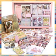 S6Aesthetic Scrapbook Journaling KitVintage Oil Painting B6 Notebook Scrapbooking Supplies Art Stick