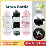 [Free Straw] Sports Water Bottle With Straw 500ml BPA-Free Tritan Plastic Upstyle
