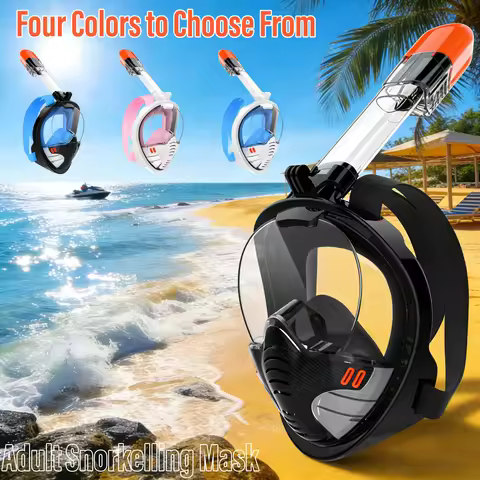 Adult Full-Face Snorkeling Mask with Leak-Proof System, Float Design, Food-Grade Silicone and PC Mat