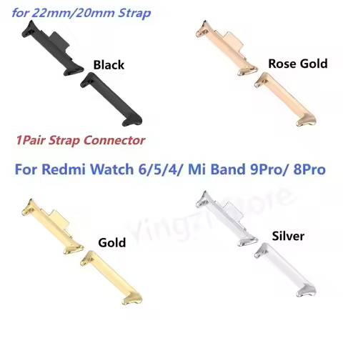 1Pair Connector Adapter For Redmi Watch 6 5 4 Watchband Bracelet 316L Stainless Steel For Xiaomi Mi