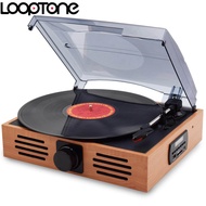 LoopTone 33/45/78 Speed Bluetooth USB Turntable Players Vinyl LP Record Phono Player w/ 2 3W Built-i
