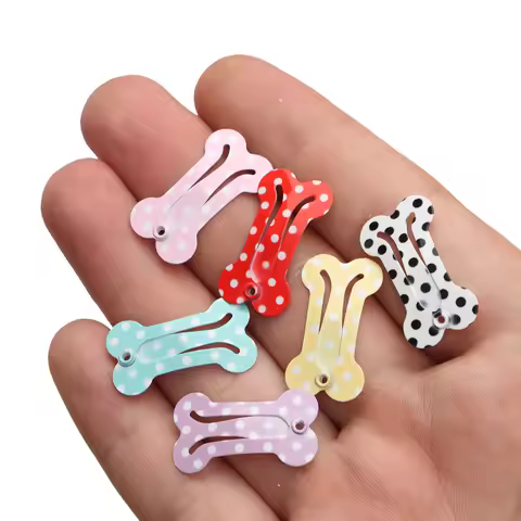 5Pcs Mini Hair Clip For Dolls Accessories Cute Dot Bone Shape Pet Hairpin Various Sizes Of Dolls Hea