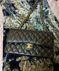 Chanel Classic Flap 25 medium cf  牛皮 荔枝皮 黑金