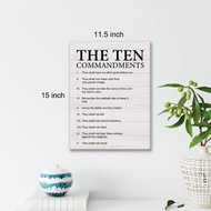 Ten Commandments Wall Art Canvas - 115x15 inch Framed Christian Decor, Inspirational Bible Verse Sc