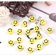 (24 pcs) regular yellow emoji smile beads yellow smile beads 1cm