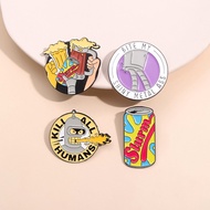Cartoon Anime Futurama Character Brooch Drink Beer Metal Badge Clothing Accessories Lapel Pin Jewelr
