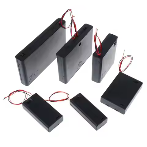 All Black AA Battery Holder Storage Case Box With Switch And Cover For AA Batteries Standard Contain