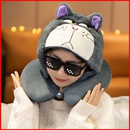 ns4 Lucifer Cat Travel U-shaped Pillow Cartoon Office Nap Car Home Cute Hooded U-shaped Pillows Gift