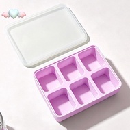 6 Cavity Striped Silicone Ice Cube Tray with Lid, Food Grade Easy Release Ice Mold, Macaron Color Re