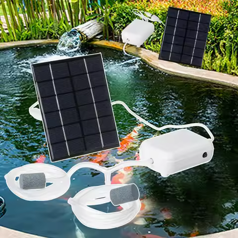 5W 1.6L/min 2 in 1 Solar Water Oxygen Pump Solar Power Air Pump Oxygenator With Oxygen Hoses For Pon