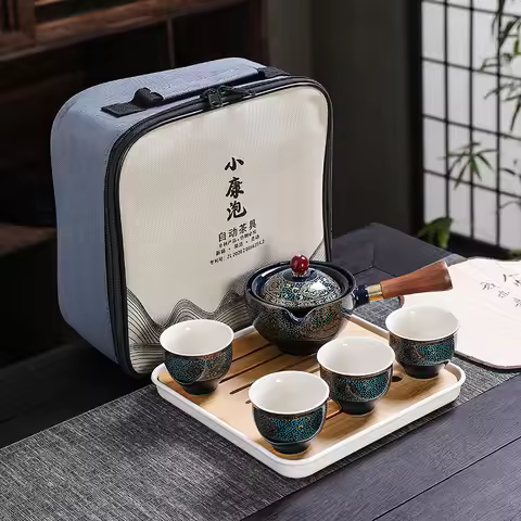 Chinese Kung Fu Tea Set Sand Ceramic Tea Set Travel Kung Fu Tea Set Gift Porcelain Purple Clay Pot P