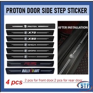 Car Door Side Step Sill Strip Carbon Fiber Anti Scratch Sticker Fiber proton persona saga X50 X70 EXORA R3 RALLIART