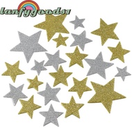 LANFYGOODS1 200pcs Glitter Star Foam Stickers, Paper Silver and Gold Sparkly Foam Stickers, Puffy Te