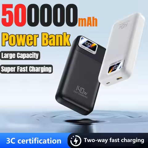 500000mAh High Capacity PowerBank 140W Super Fast Charging Portable External Battery Powerbank For I