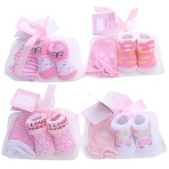 Set 2 Dalam 1 Stokin Mitten Bayi Newborn Gift Set For Newborn 2 in 1 Cute Stokin And Mitten Newborn