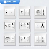 Switch Socket White Tempered Glass Household 110V American Standard Thai Wall Switch Socket-G18 Size
