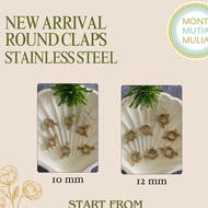 ROUND CLAPS STAINLESS STEEL 10-12MM GOLD