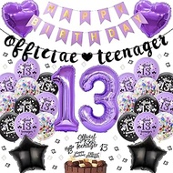 Official Teenager 13th Birthday Decoration - 66 Pieces 13 Years Girl Birthday Decoration Black Purpl