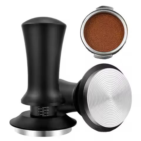 51mm 53mm 58mm Espresso Coffee Tamper Stainless Steel Flat/Thread Base Internal Spring Design Balanc