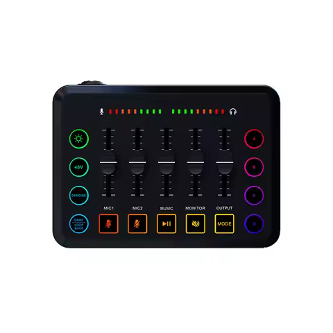 F9Gaming Audio Mixer Sound Card Effect RGB Live Streaming DJ Controller Console Audio Interface Mixe