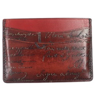 Berluti竹紋書法皮革卡片包/名片夾/證件夾，ブラウン，義大利製造，男士款，成色極佳。