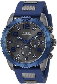 Guess Men s U0599G2 Silicone Sporty Multi-Function Analog Quartz Movement Blue Watch