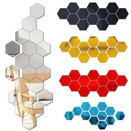 Self Adhesive Geometric Mirror Wall Stickers / Colorful 3D Hexagon Acrylic Mirror Wall Stickers / Removable DIY Home Decoration / Mosaic Tiles Art Decals Mirror Wall Sticker