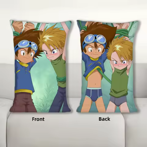 R18+ Dakimakura Anime Taichi & Yamato Pillow Cover Sofa Cushion Double-side Print Throw Pillow Case 