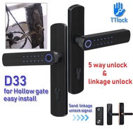 Hollow Gate Lock Digital Lock Linkage unlocking Double Fingerprint door lock TTlock APP Manage Multi