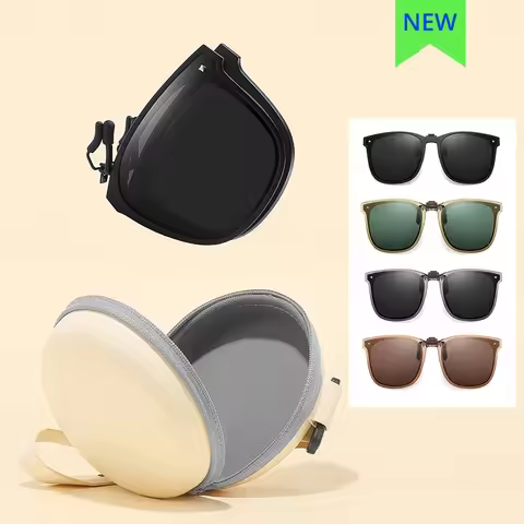 Folding Portable Sunglasses Clips Polarized UV400 Anti UVA UVB Oversized Square Flip Up Sun Glasses 