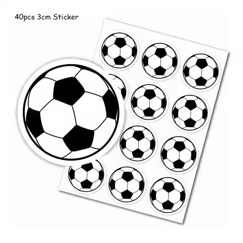 40pcs 3cm Cartoon Football Sports Stickers Boy's Football Sticker Single Party Football Club Footbal