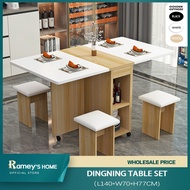 RAMEY Foldable Dining Table Set Space Save Slideable Multi-function Dining Table With 4 Chairs