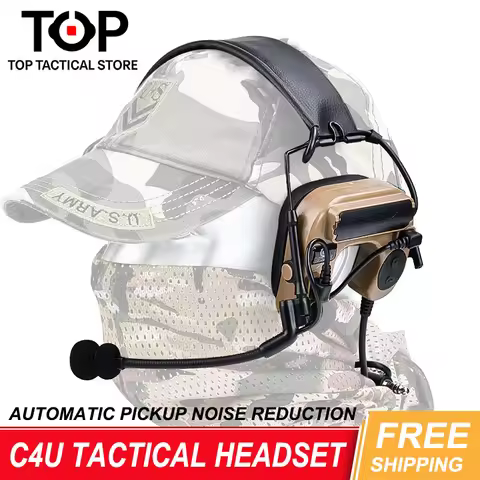 C4 IV Tactical Headset C4U Pickup Noise Anti-Noise Headphone Outdoor Battle Communicate Earphone Vac