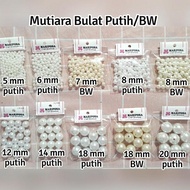 BEEN Manik Mutiara sintetis bulat Putih 5mm 6mm 8mm 12mm 18mm 20mm