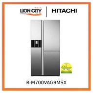 Hitachi R-M700VAG9MSX 569L Side-by-side 3-door Fridge (3 Ticks)